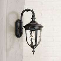 John Timberland Bellagio Vintage Rustic Outdoor Wall Light Fixture Texturized Black Downbridge 16 1/2" Clear Hammered Glass for Post Exterior Barn