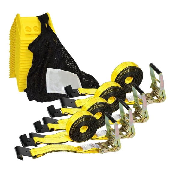 2" x 30' Ratchet Straps w/flat hook With 4" Corner Protector 20 Pack Carrying Bag