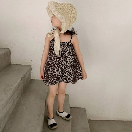 

dmqupv Dress And Toddler Kids Girls Summer Strap Print Beach Princess Dress Casual Clothes 6Y 18 Month Christmas Dress Coffee 5 Years