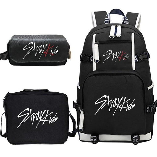 Juego de mochilas escolares Stray Kids, lonchera, bolsa para lápices
