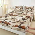 thumbnail image 3 of Manfei Southwestern Cowboy Queen Sheet Sets 4 Pieces, Galloping Horse Flat Sheet, Rustic Windmill Desert Queen Fitted Sheet, Microfiber Bedroom Decor, 3 of 7