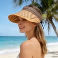 thumbnail image 2 of Womens Hat Women Foldable Wide Brim Straw Empty Top Sun Hat Beach Coffee One Size, 2 of 6