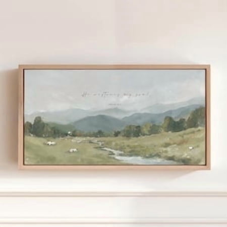 Psalm 23 Christian Wall Art Print, He Restores My Soul (Peaceful Landscape) UNFRAMED PAPER POSTER