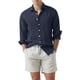 thumbnail image 1 of Camisas Para Hombre Talla Extra Camisa de manga larga con bolsillo de solapa de color sólido suelto casual de moda para hombre (Navy, L), 1 of 4
