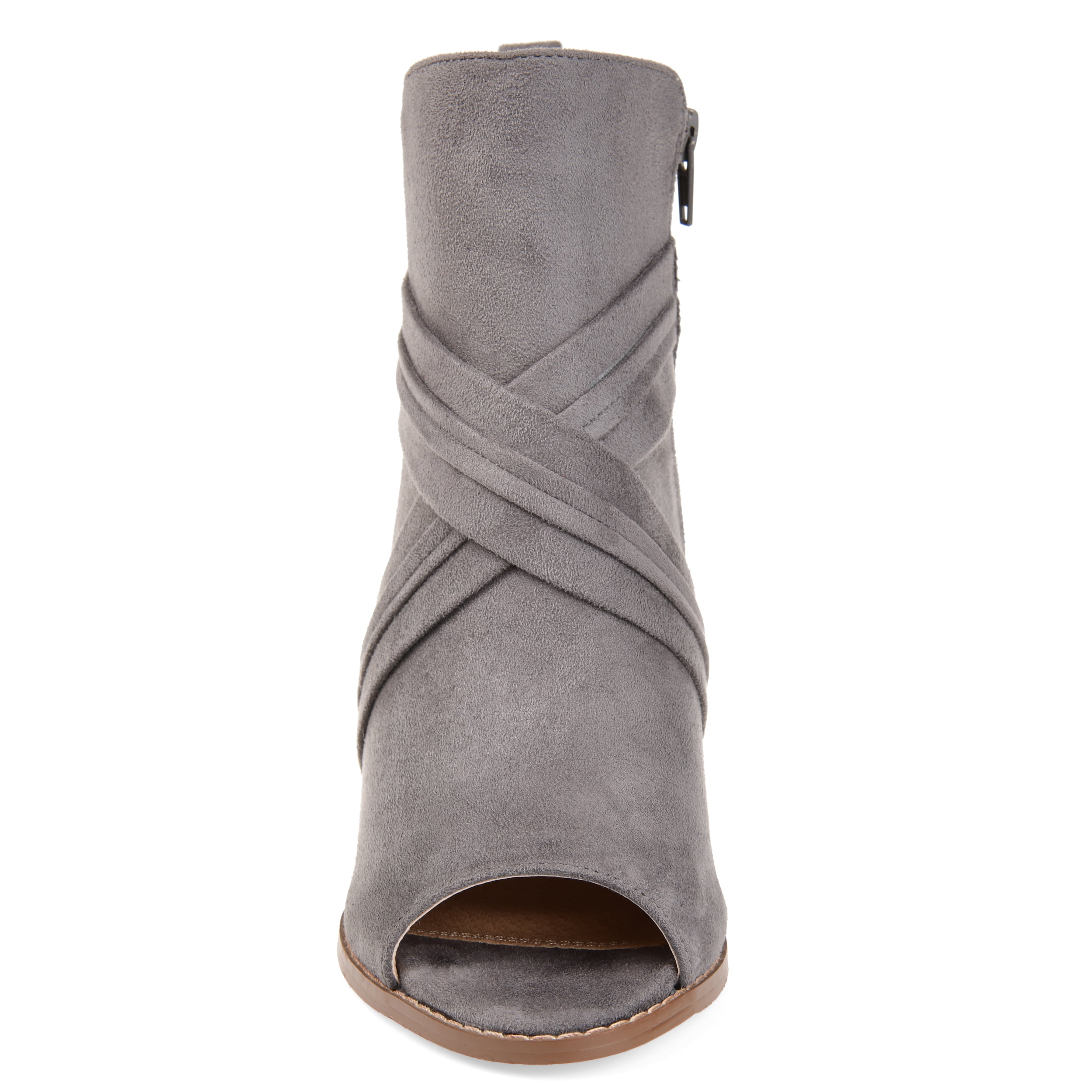 Journee Womens Sabeena Inside Zip Open Toe Wedge Booties
