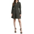 thumbnail image 2 of Women's Denim Dress Button Down Collar V Neck Long Sleeve A-line Cotton Jean Dress XL Grey, 2 of 6