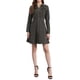 thumbnail image 2 of Vestido de mezclilla para mujer, con botones, cuello tipo polo, escote en V, manga larga, corte A, vestido de algodón de mezclilla, color gris, 2 of 6