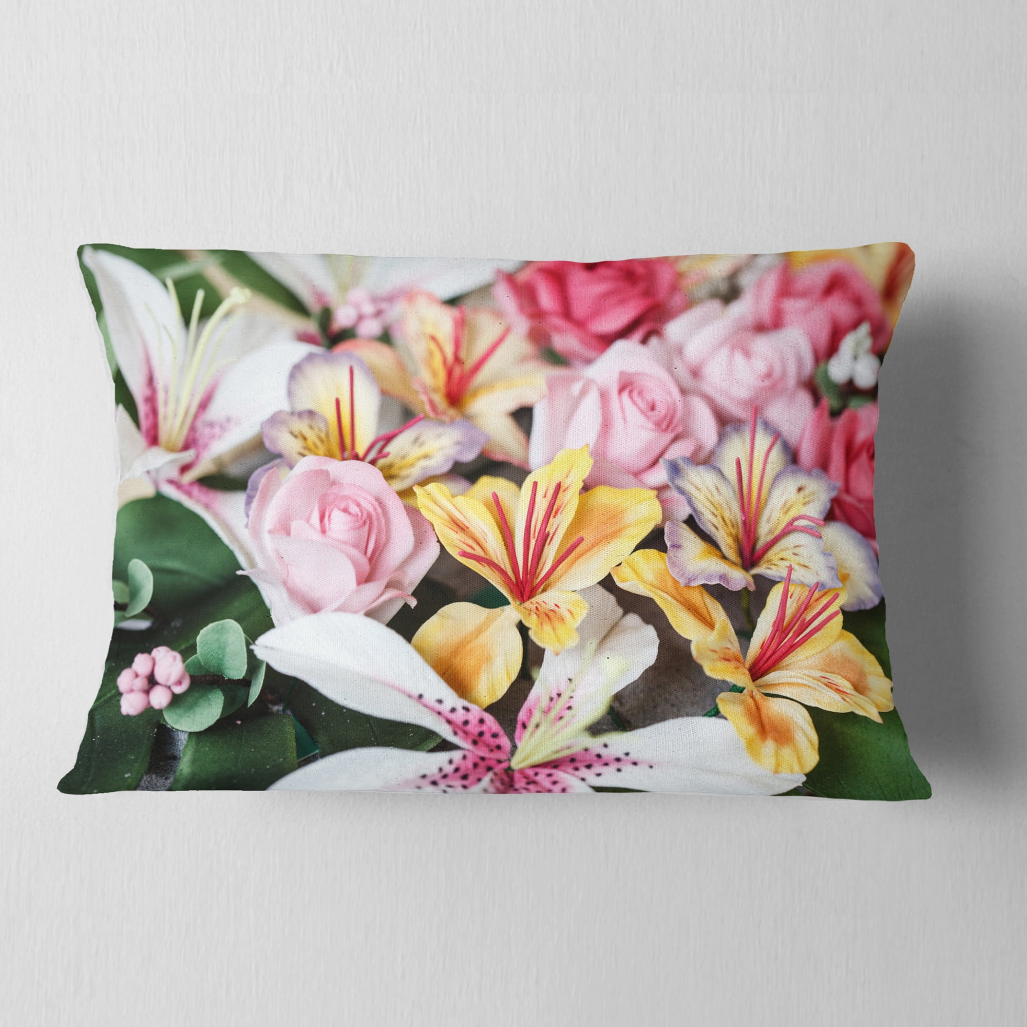 Designart Beautiful Sugar Flower Decoration - Flower Throw Pillow - 12x20