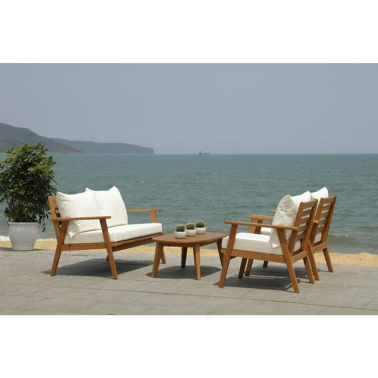 SAFAVIEH Deacon Outdoor Patio 4 Pc Conversation Set, Grey