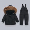 thumbnail image 2 of GiLiling Baby Winter Snowsuit Set - Faux Fur Hooded Puffer Jacket and Ski Bib Pants, 2 Piece Outfit (Black, 6-12 Months), 2 of 7