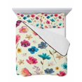 thumbnail image 7 of Quilts Twin-XL Size Bedding Set, Colorful Flowers Lightweight Quilted Comforter, Spring Watercolor Floral Plant Beige Soft Reversible Bedspread Coverlet with Pillow Covers for All Season, 68" x 98", 7 of 7