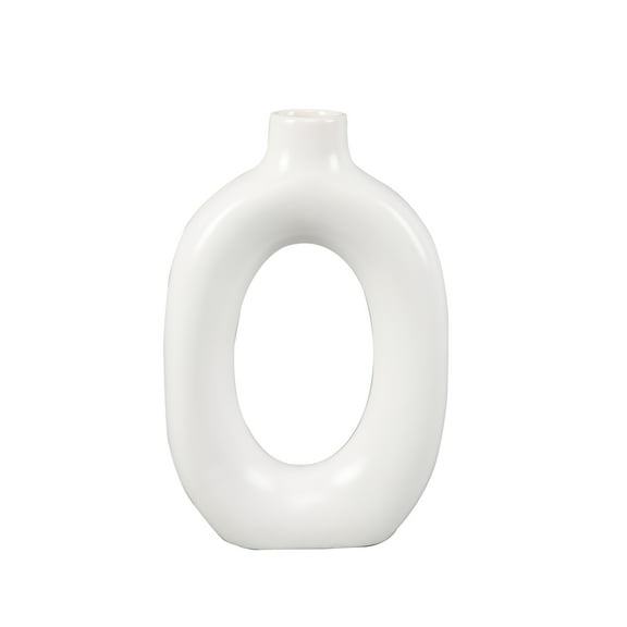 Mainstays Circular Ceramic Donut Vase, 8", White