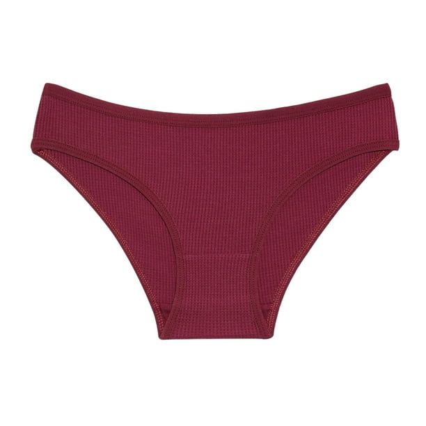 Gibobby Ropa Interior para Mujer Ropa interior Sexy de cintura a la moda para mujer, calzoncillos de Color sólido, ropa interior, bragas para mujer(Rojo, L)