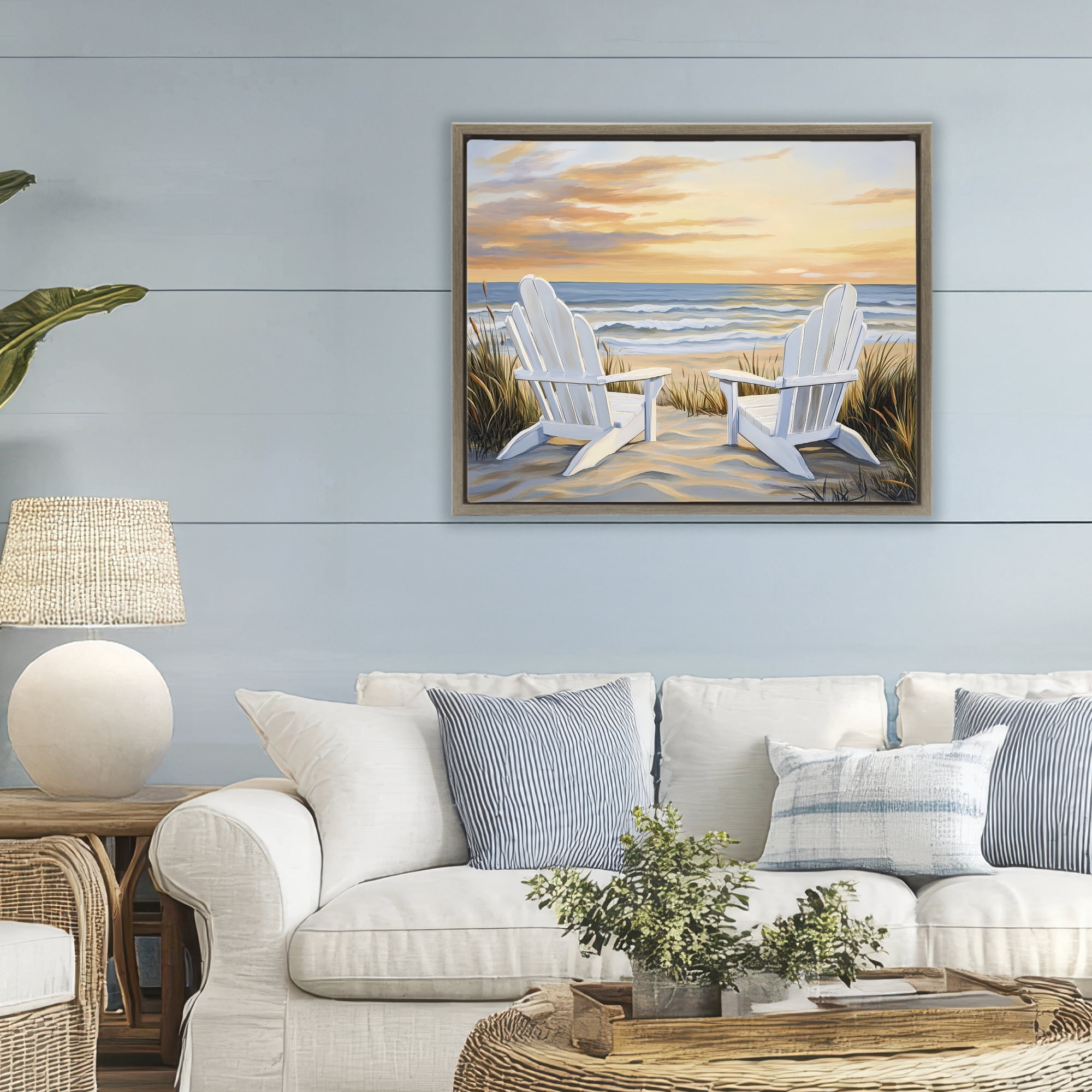 Stupell Industries Wave Watching Spot at Sunset Brown Framed Floater Canvas Wall Art, design by Petal Prints Design