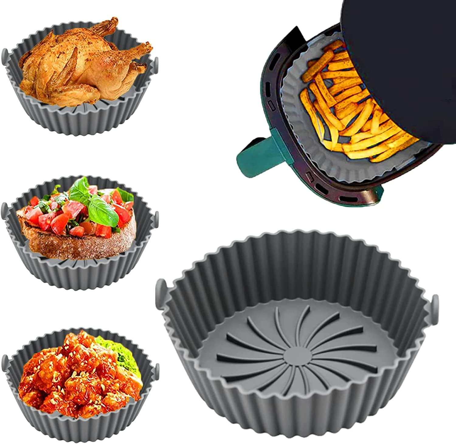 Air Fryer Silicone Pot,Reusable Air Fryer Mats