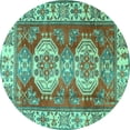 thumbnail image 1 of Ahgly Company Machine Washable Indoor Round Persian Turquoise Blue Traditional Area Rugs, 3' Round, 1 of 4