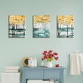 thumbnail image 6 of Abstract Birch Tree Wall Art Gold Forest Paintings for Living Room Bedroom Decor Nature Teal Plant Trees Canvas Prints Pictures Modern Gold Leaves Framed Artwork Office Home Decoration 12x16 3Pcs, 6 of 6