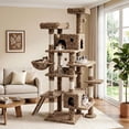 thumbnail image 2 of Amolife 82" Multi-Level Large Cat Tree Tower with Hiding Condos, Plush Basket and Scratching Posts, Heavy Duty, Leopard Print, 2 of 7