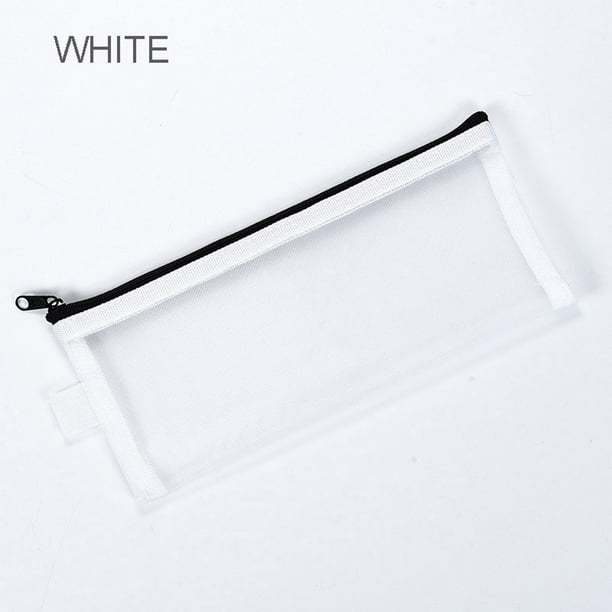 Estuche de malla para bolígrafos y lápices, bolsa de almacenamiento de nailon transparente | Organizador de papelería rectangular | Soporte para material de oficina, escuela y arte