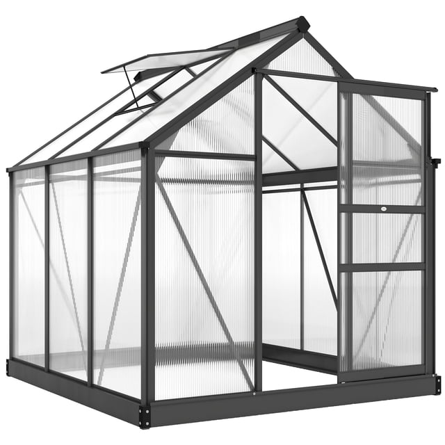 Outsunny Greenhouse, Walk-In Hot House, Clear PC Board with Sliding Door