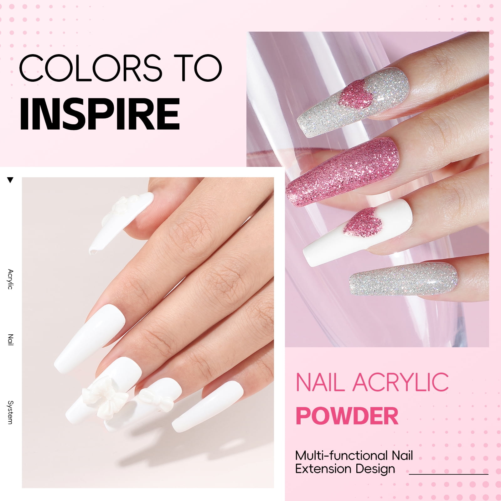 COSCELIA Acrylic Nail Kit Complete Set 3PC Acrylic Powder 6pcs Gel Nail Polish Set 100pcs Acrylic Nail Tips Nail Art Gift for Women