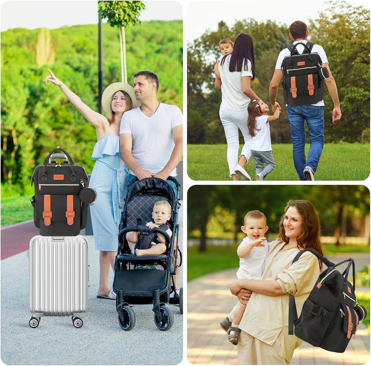 Diaper Bag Backpack with Insulated Cooler & Ice Pack, Large Waterproof Baby Travel Bag for Moms and Dads, Baby Tote Bag Includes Changing Pad, Stroller Straps , Pacifier Case