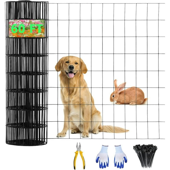 Pinypikaka 24 in x 60 ft Hardware Cloth 2" x 3", 16 Gauge Welded Wire Fencing, Chicken Wire Fence Mesh Roll with Cutting Plier & Gloves for Garden, Coop & Pet Enclosures