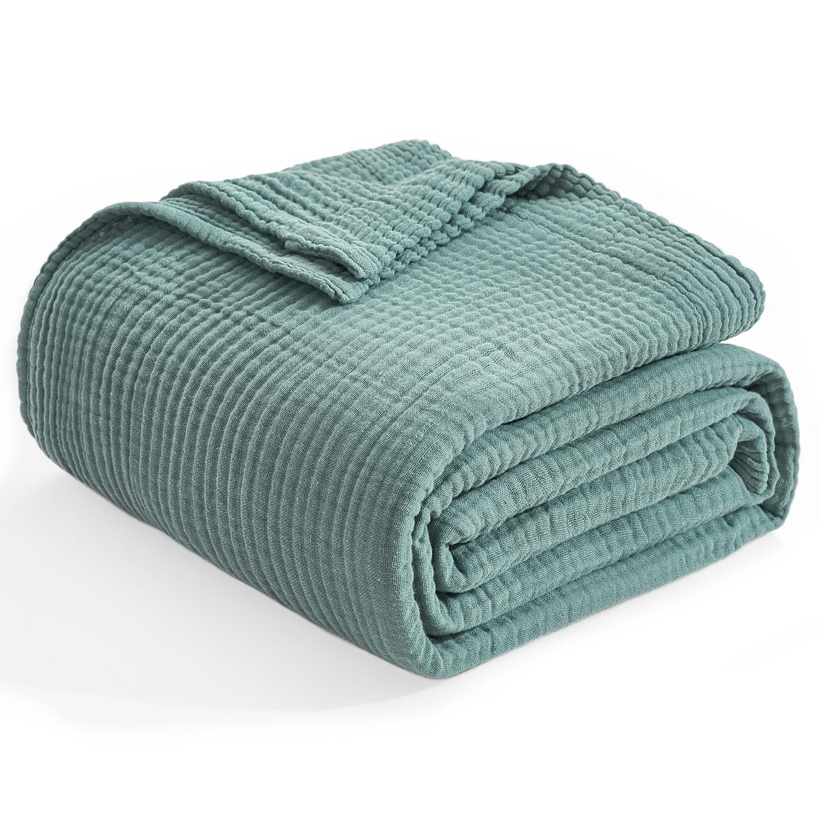 Cotton Blanket Xl For Bed Soft Muslin Blankets 66"x90" Lightweight Breathable Layering Bedspread Coverlet All Season Gauze  Teal