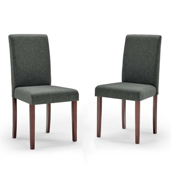 Maklaine 17.5" Upholstered Fabric Dining Side Chair in Gray (Set of 2)