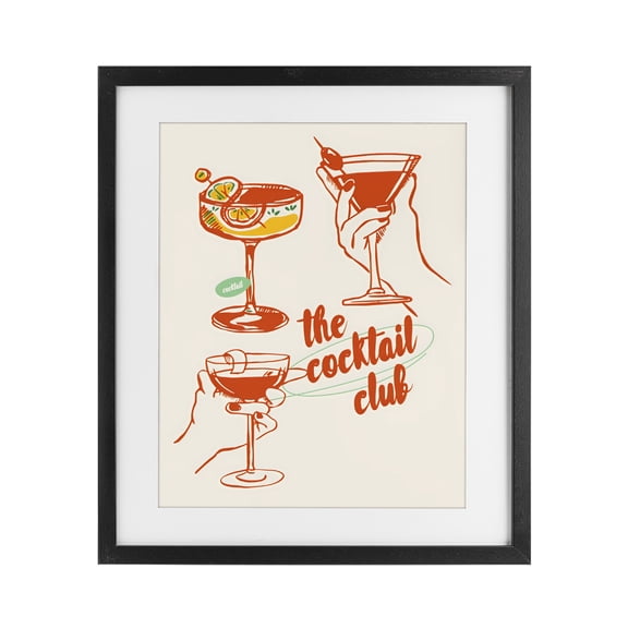 Stupell Industries Cocktail Club Toasting Glasses Black Framed Print Under Glass, design by The Prints Vibe