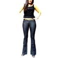 thumbnail image 1 of truehearts Womens Juniors 70s Trendy Slim Fit Flared Bell Bottom Denim Jean Pants, 1 of 3