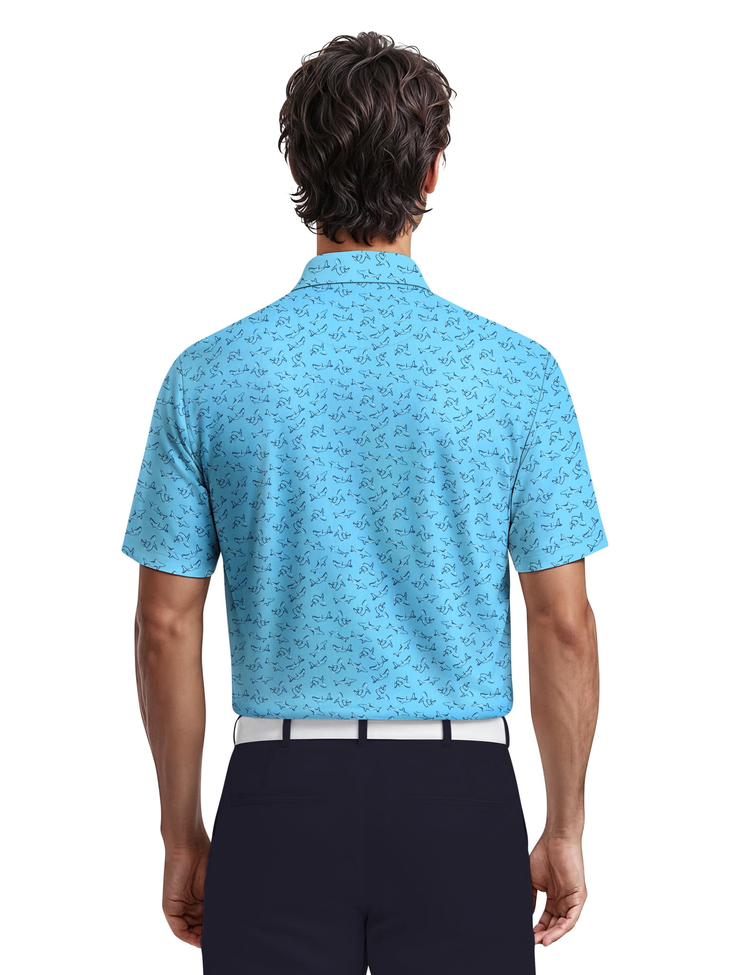 Ben Hogan Men's & Big Men's Performance Shark Print Short Sleeve Polo Shirt, Sizes S-5XL