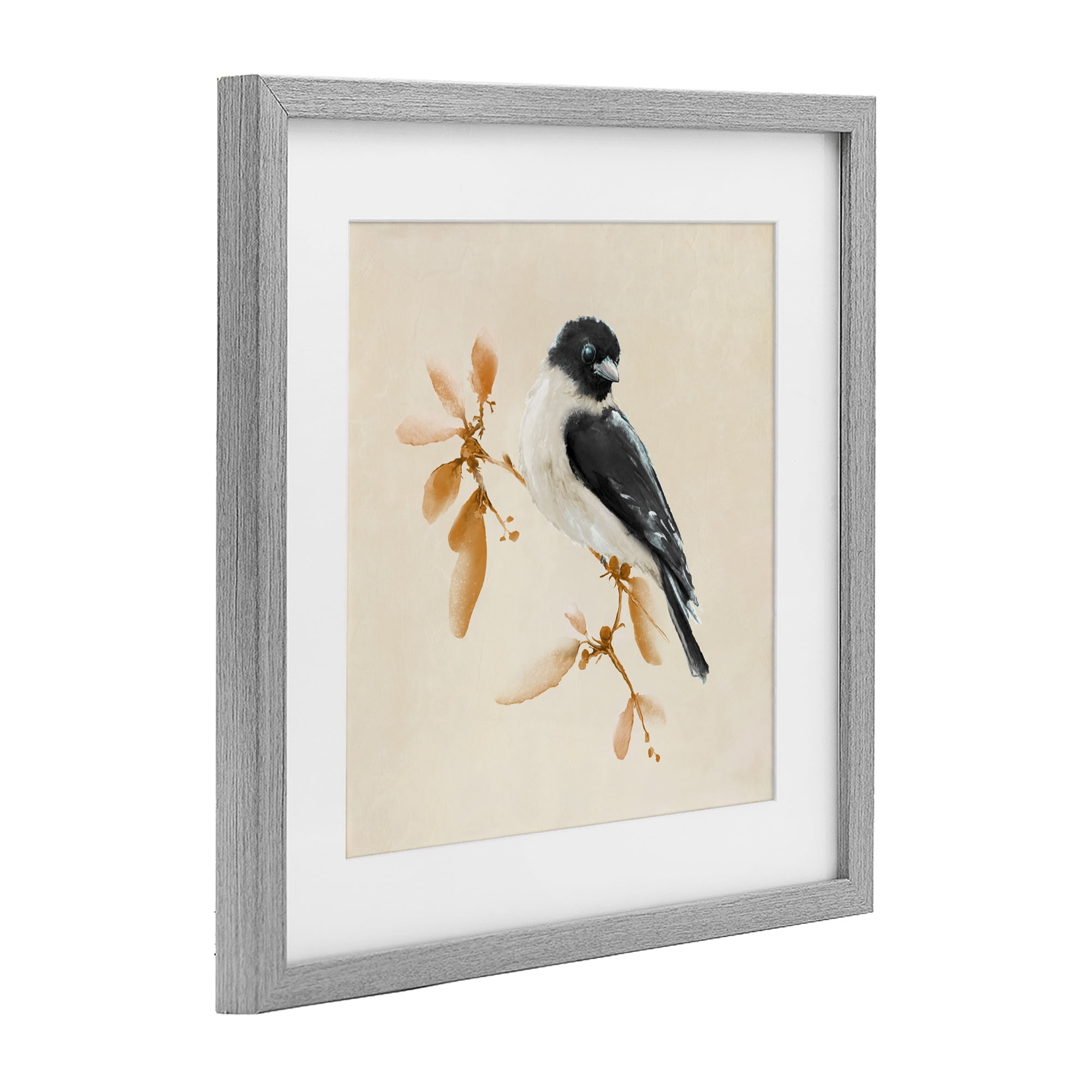 Stupell Industries Subtle Watercolor Chickadee Gray Framed Print Under Glass, design by Diannart
