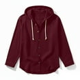 thumbnail image 3 of Men's Cotton Linen Long Sleeve Shirts Button Down Collared Solid Color Hooded Tops Lightweight Casual Loose Fit Hoodies, 3 of 6