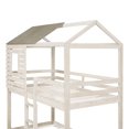 thumbnail image 6 of Royard Oaktree Twin Over Twin House Bunk Bed Wood Bed Frame with Roof and Window Modern Low Bunk Bed with Guardrail and Ladder (Antique White ), 6 of 7
