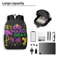 thumbnail image 5 of Goofa Mardi Gras with Flamingo Pattern 17in Student Backpack - School, Travel, Work Bookbag -Laptop Backpack,Water Resistant College School Computer Bag, 5 of 6