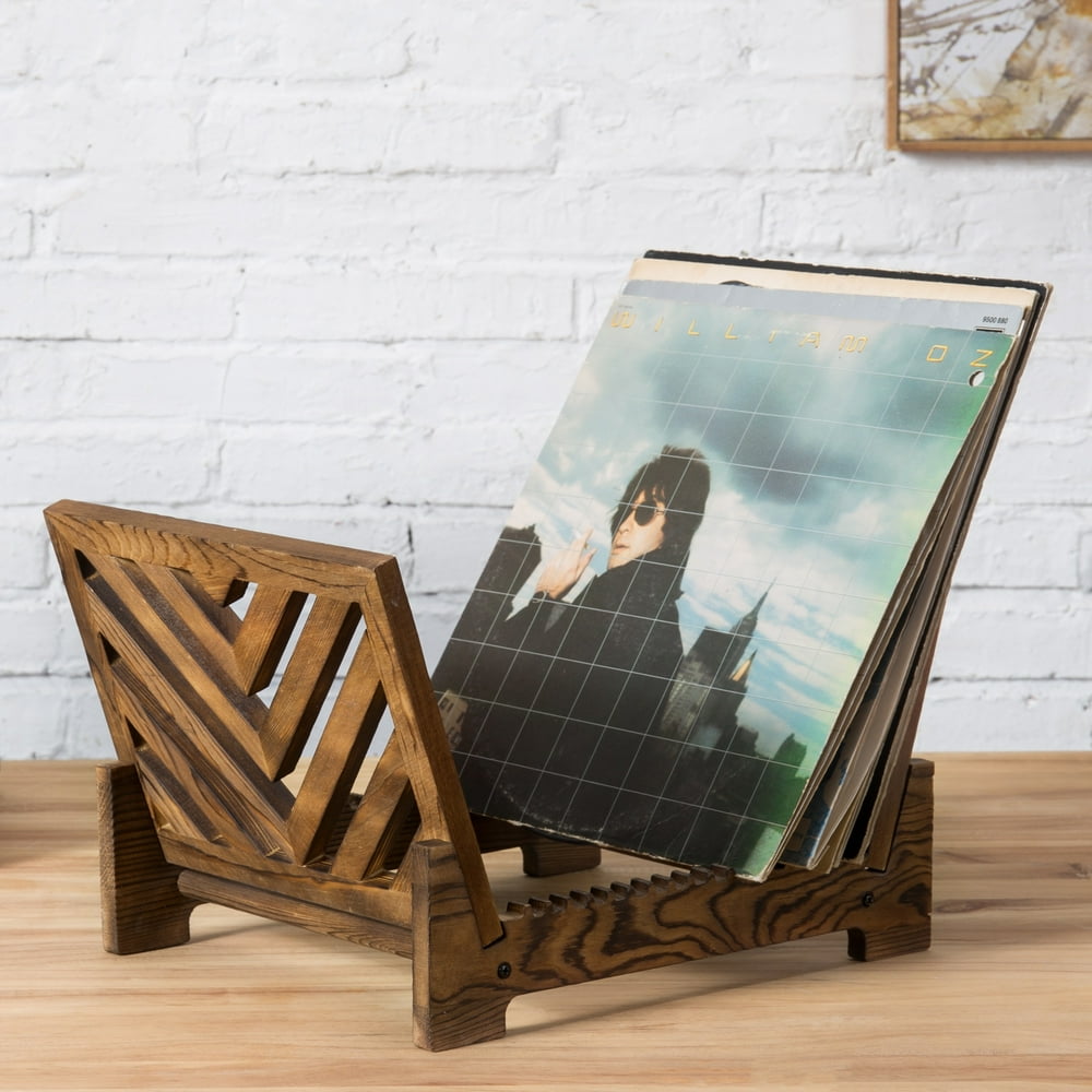 MyGift 15inch Vintage style Dark Brown Wood Tabletop Vinyl Record