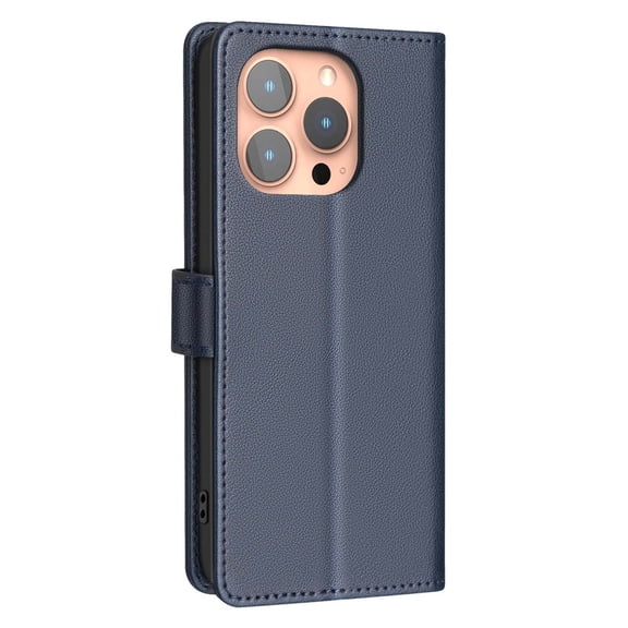 Compatible With iPhone 16 Pro Wallet Case,PU Leather Flip Folding Kickstand,With [RFID Blocking] Card Holder,Magnetic Closure,Shockproof Anti-fall Rugged Phone Case Cover,Blue
