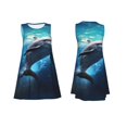 thumbnail image 7 of Fuzoiu Ice Blue Ocean Cute Dolphin Print Women's Sleeveless Dress,Summer Dresses for Women,Casual Sundresses,Beach Sleeveless T-shirt Swing Dress with Pockets, 7 of 7