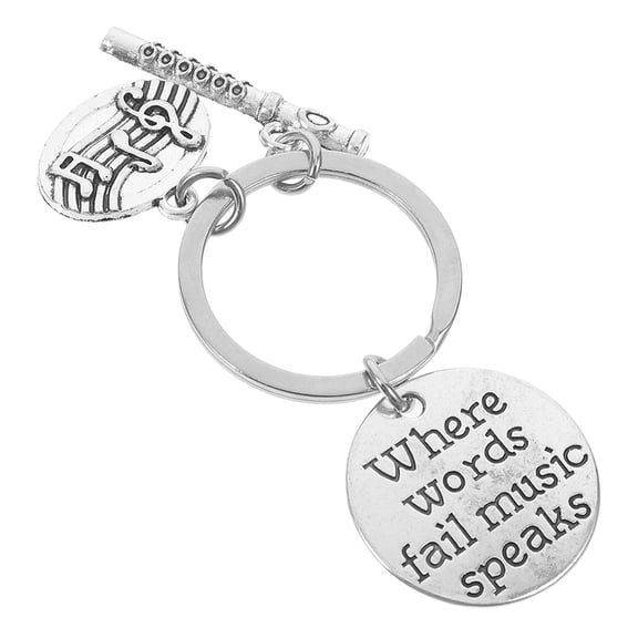TABLZONE Alloy Music Keychains Key Charm Keyring Silver 1Pcs