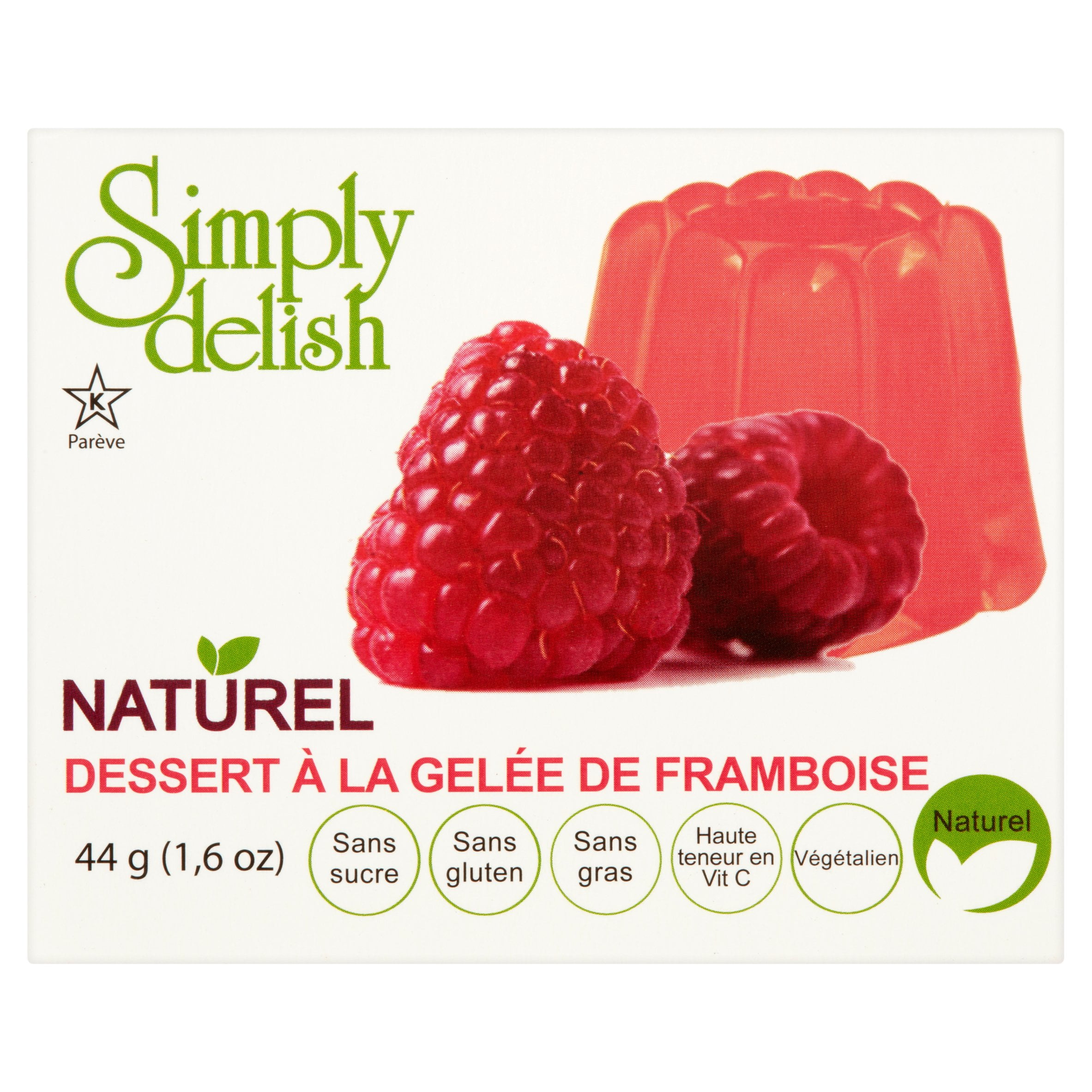 Simply Delish Natural Raspberry Jel Dessert, 1.6 oz, 6 pack