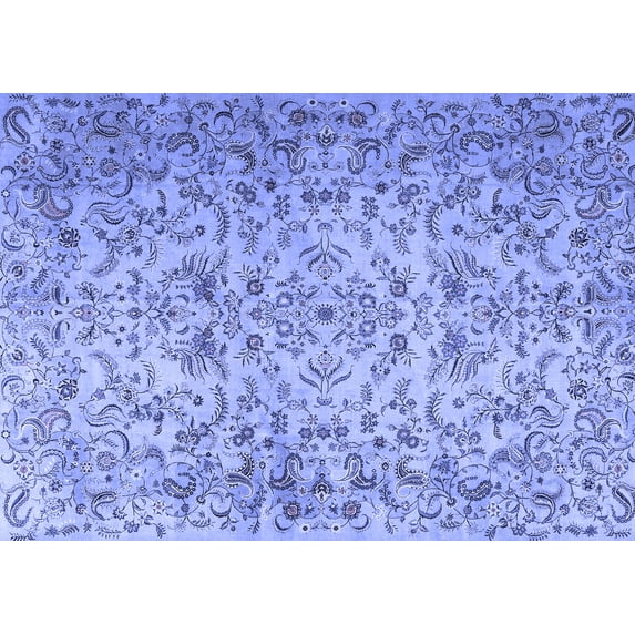 Ahgly Company Machine Washable Indoor Rectangle Persian Blue Traditional Area Rugs, 2' x 3'