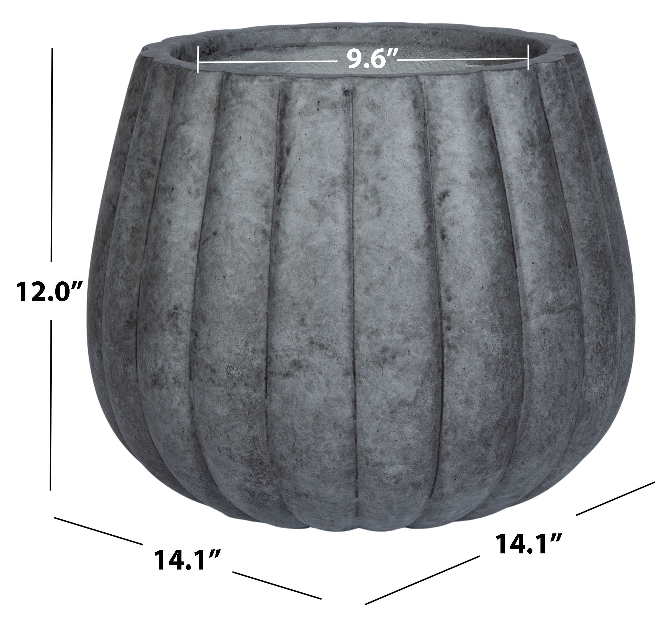Safavieh Kaston 17" x 17" x 17" Rectangular Prism Gray Stone Contemporary Plant Planter with Weather-Resistant