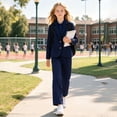 thumbnail image 2 of Ticikt Boys Girls Solid Casual Blazer, Lapel Button Long Sleeve Suit Jacket, Kids Formal Dress Outerwear,Navy, 2 of 6