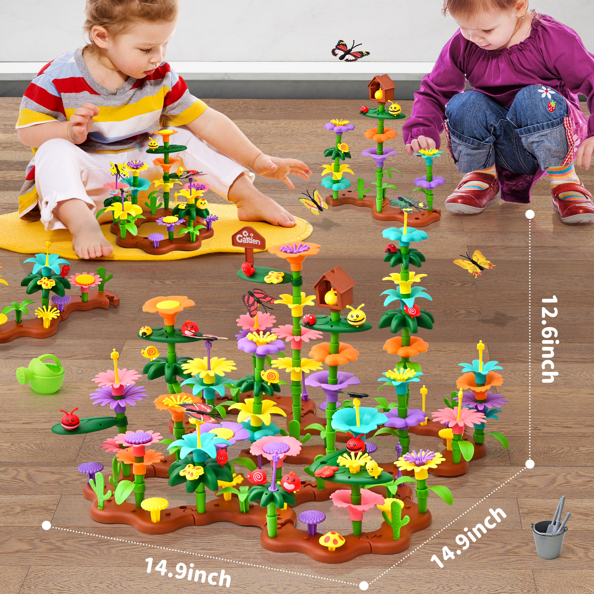 Flower Building Block Set - 322 PCS Flower Garden Toy Set for Girls, STEM Educational Kids Toys, Brain Development Preschool Kindergarten Toy for Girls 3-8