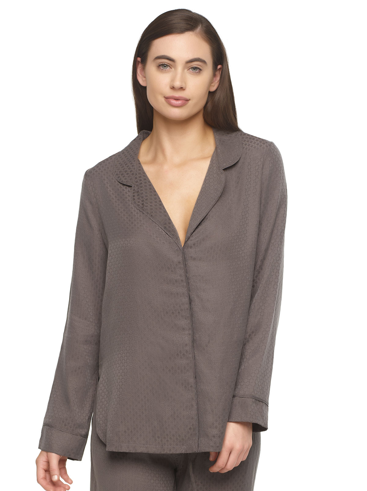 Felina Felina Womens Lounge Izar Jacquard Woven Pajama Shirt Style900473