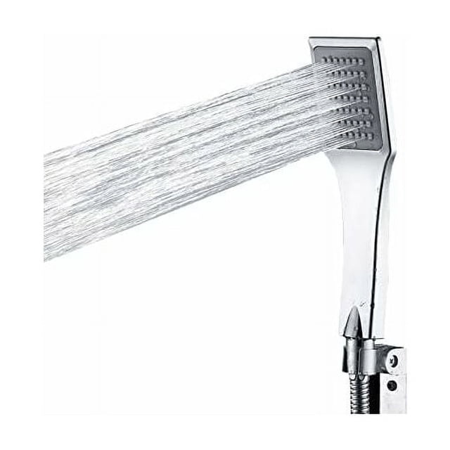 Chic Square Design Shower Head, Pearly Abs Plate Chrome Finish High Pressure For Refreshing Showers, Universal Connection Lightweight And Durable Portable Showerhead (With Self-Cleaning Nozzles)