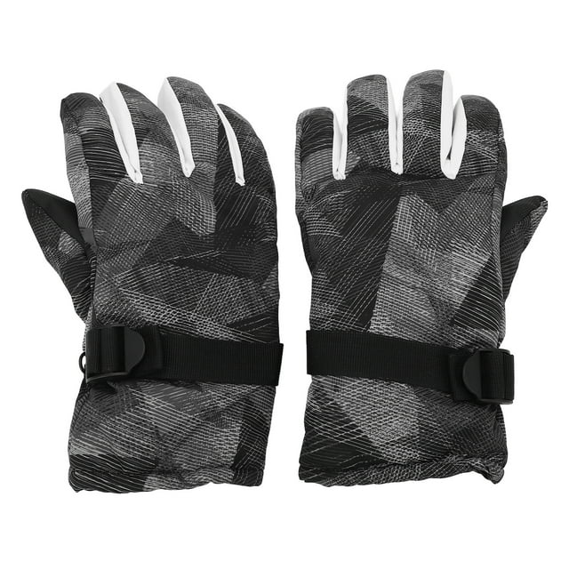Slatcetga Guantes de esquí antideslizantes acolchados engrosados correas de hebilla ajustables guantes de snowboard impermeables para invierno gris