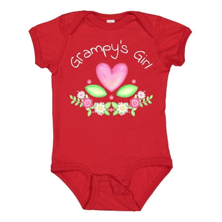 

Inktastic Grampy s Girl- Heart Flowers Girls Baby Bodysuit