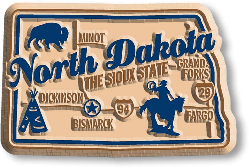 North Dakota The Sioux State Map Fridge Magnet 